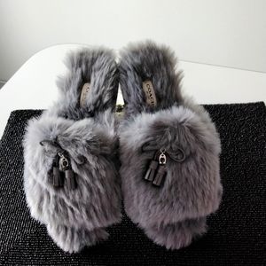 NWOT COACH women’s faux fur slippers